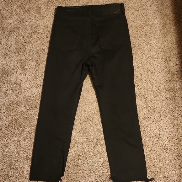 Rag & Bone Wren High - Rise Slim Straight Leg Frayed Edge Black Jeans Size 30 - Picture 7 of 9